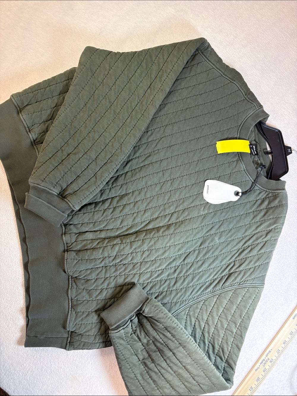 Prana Quilted Olive Green Sweatshirt